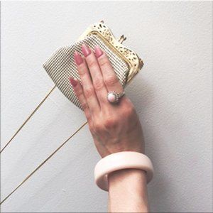 White Metal Mesh Bag Small Purse Vintage Accessory Pretty Gift